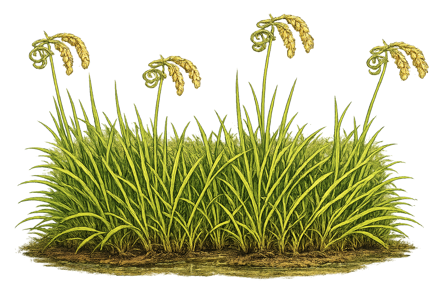 Rice stalks in a marsh